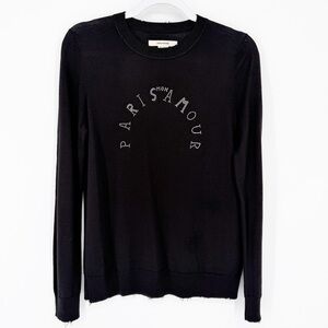 ZADIG & VOLTAIRE Embellished Merino Wool Sweater Black Paris Mon Amour Small
